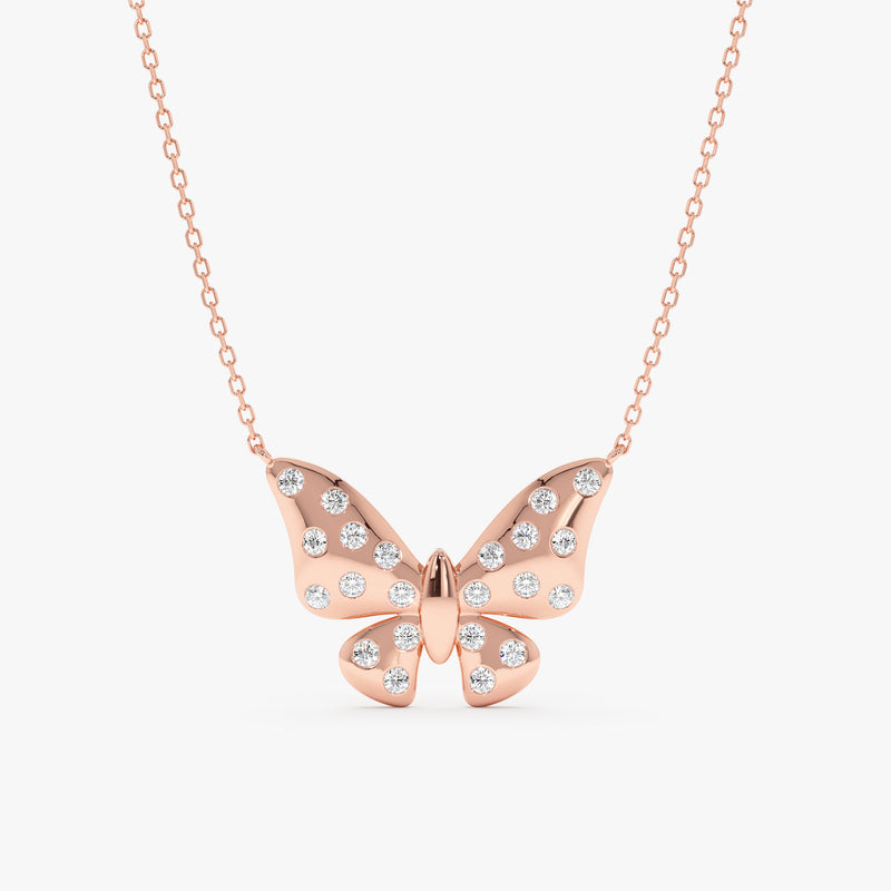 Puff Diamond Butterfly Necklace, Yara