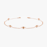 handcrafted 14k rose gold citrine bezel station bracelet 