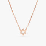 solid rose gold star of david pendant necklace