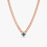 handmade 14k rose gold blue topaz necklace