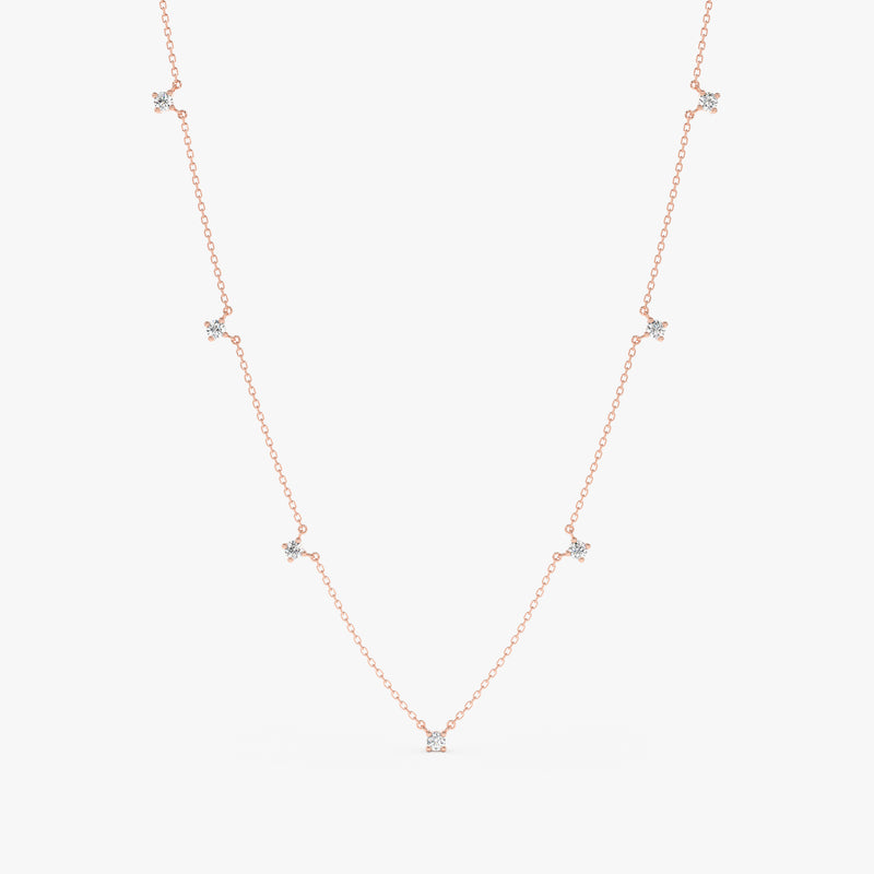 handcrafted 14k solid gold multi diamond set necklace