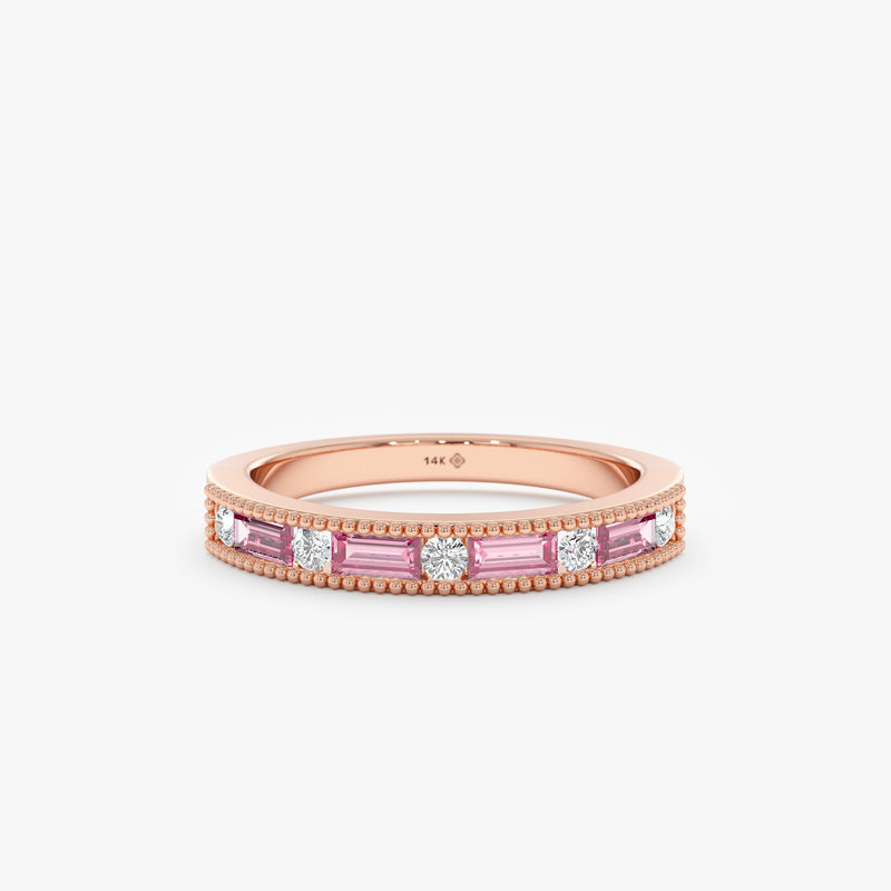 14k Solid Rose Gold Half-Eternity Ring