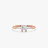 square ring with natural diamond cluster in 18k rose gold