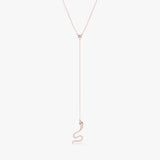Diamond snake lariat necklace. Available in gold, silver, or rose gold.
