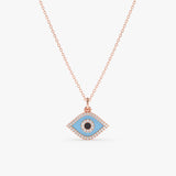 protection enamel eye framed with diamonds in rose gold chain