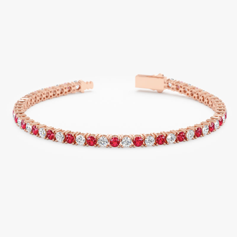 Rose Gold Ruby and Diamond Bracelet