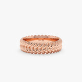 solid rose gold braided wedding ring