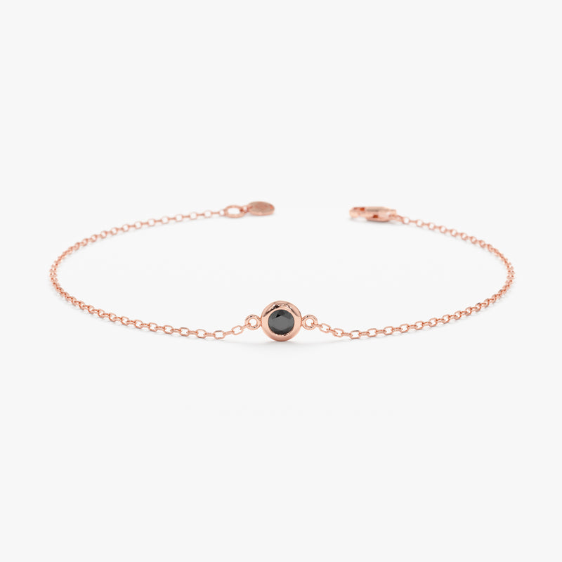 solid rose gold black diamond bezel set bracelet