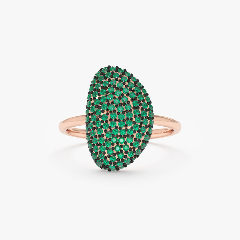 Unique Pave Emerald Ring, Rahma