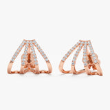 handcrafted pair of solid 14k rose gold april birthstone cage huggie earrings