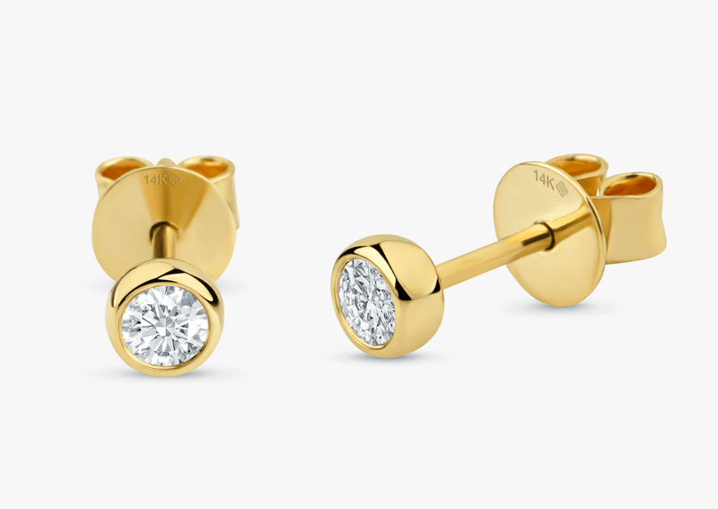 white sapphire yellow gold studs