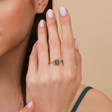 natural diamond and emerald engagement ring