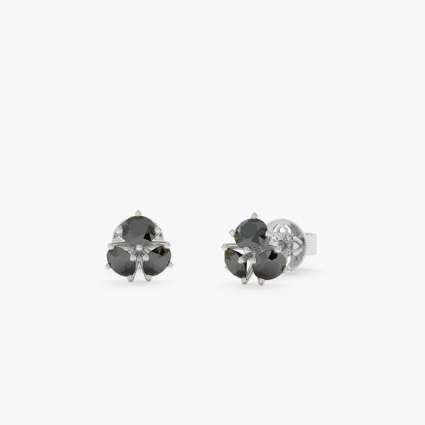 Triple Black Diamond Stud Earrings, Abnus