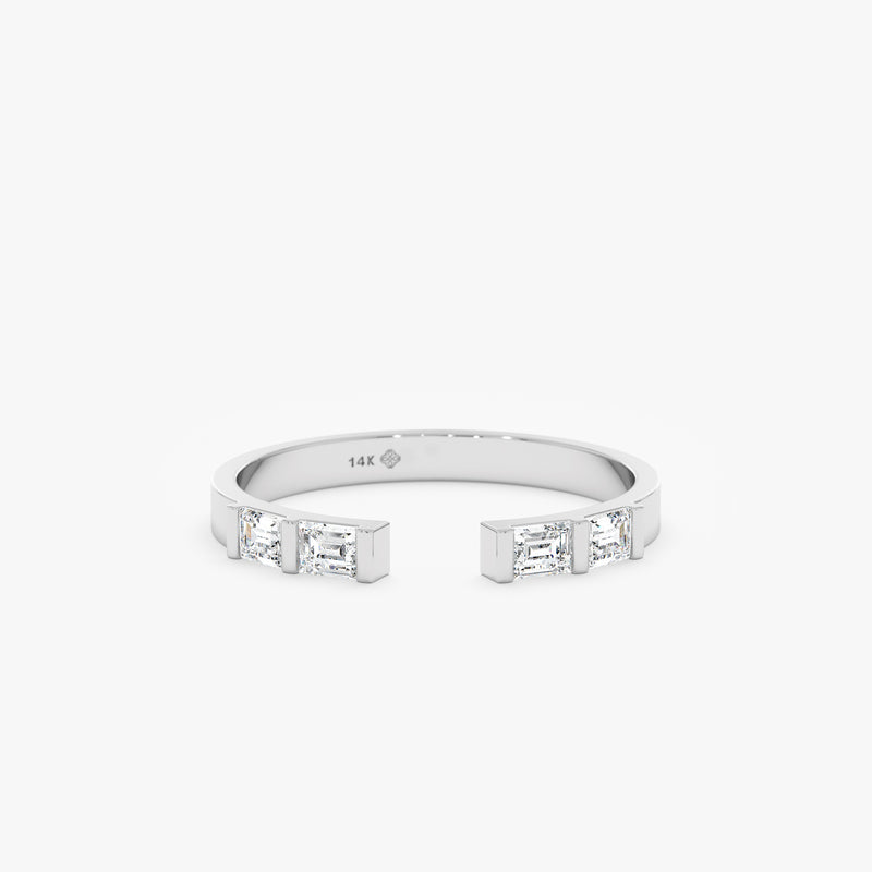 14k or 18k Solid White Gold Cuff Ring