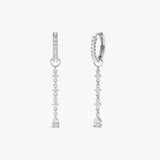 Pair of handcrafted solid 14k white gold mutlitple diamond charm