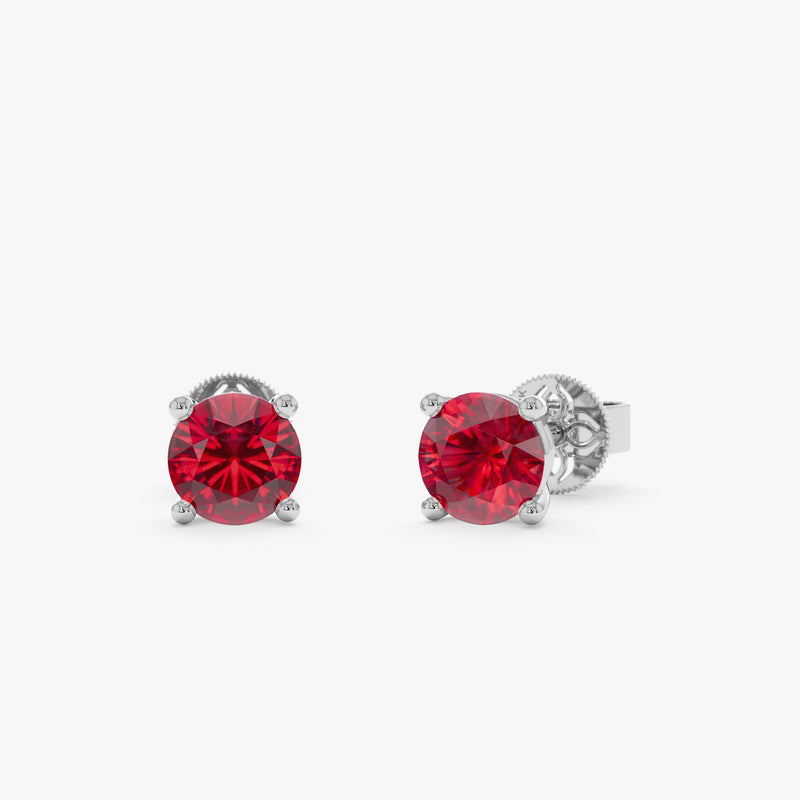 White Gold Ruby Earrings