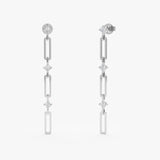 14k 18k Solid White Gold Paperclip Chain Studs