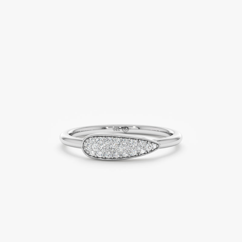 Long Teardrop Pave Diamond Ring, Eleanor