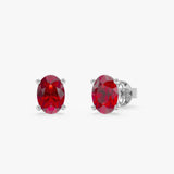 White Gold Oval Ruby Studs