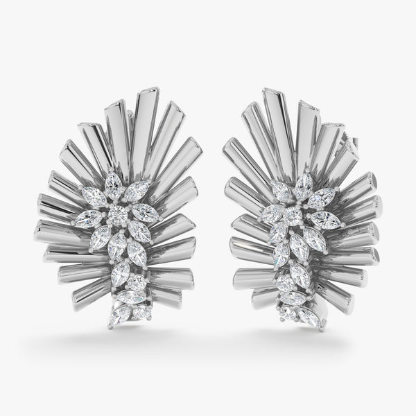 Diamond Cluster Sunburst Earrings, Terre