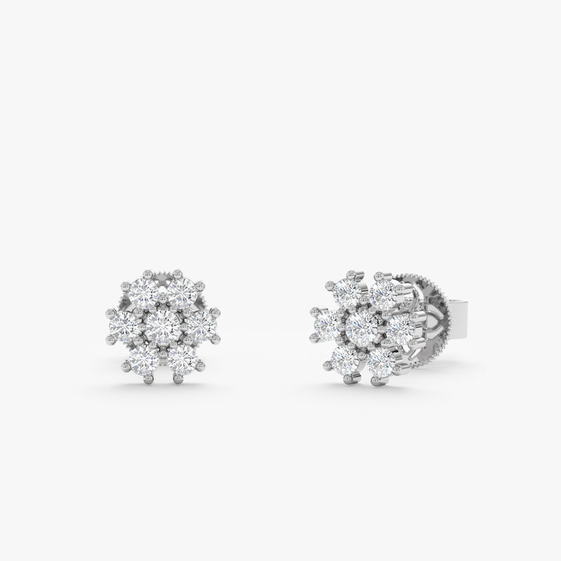  Natural Round Diamond Flower Earring