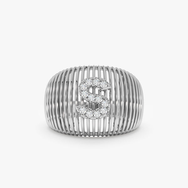 Diamond Dome Cage Initial Ring, Sara