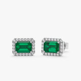 White Gold Emerald studs