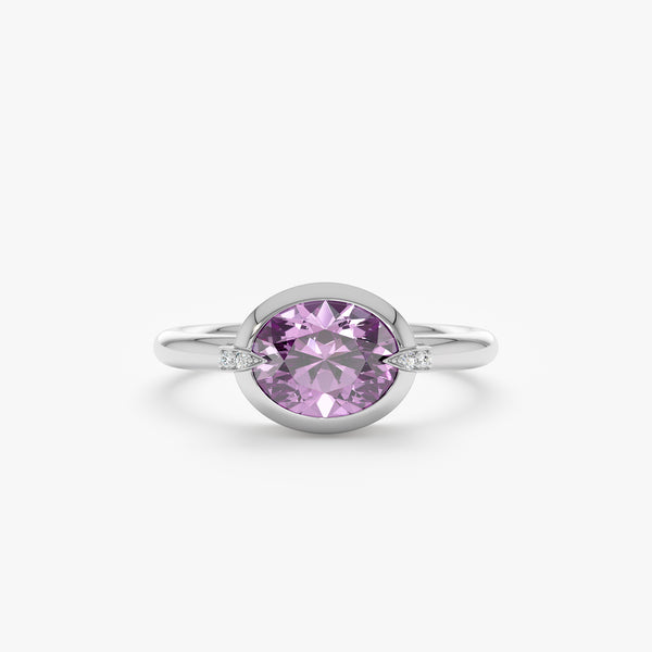 Amethyst and Claw Diamond Accent Ring, Xiomara