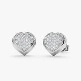 Puffed Diamond Heart Stud Earrings, Kree