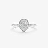 Pave Diamond Pear Engagement Ring, Lydia