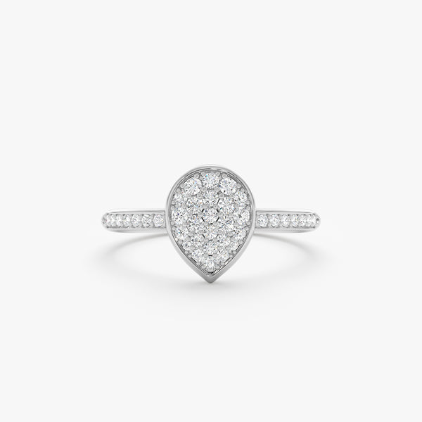 Pave Diamond Pear Engagement Ring, Lydia