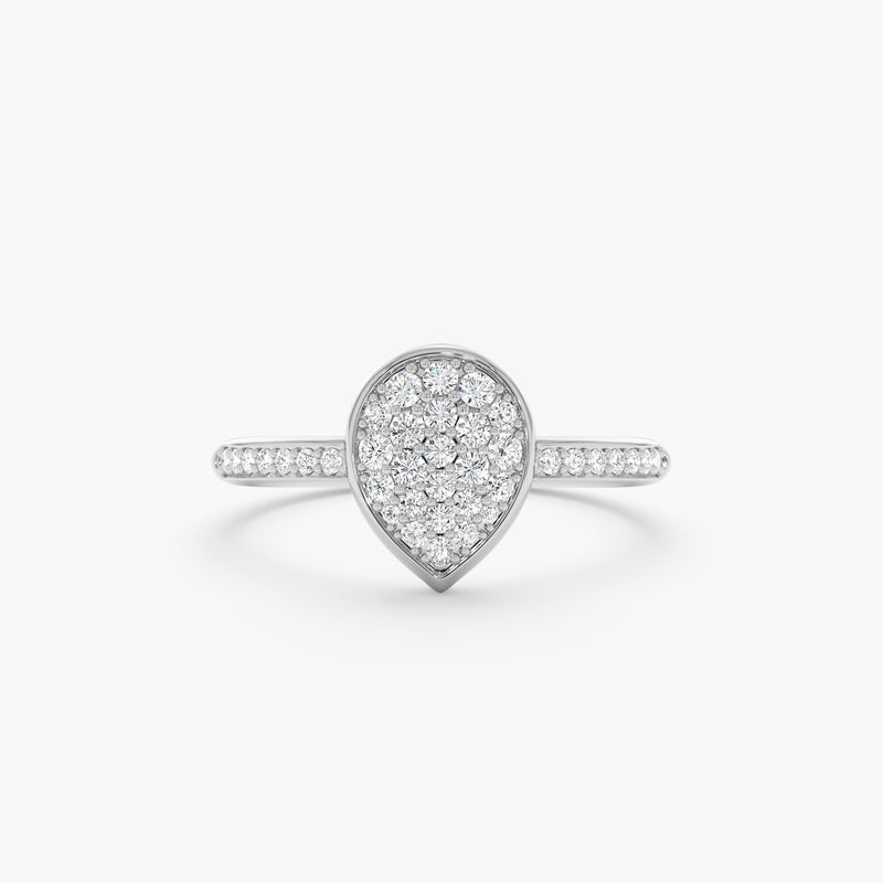 Pave Diamond Pear Engagement Ring, Lydia