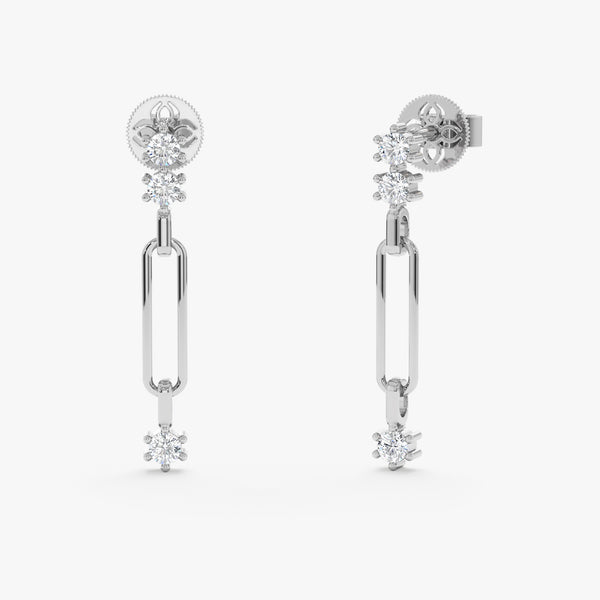 Paperclip Diamond Dangly Earrings, Raquel