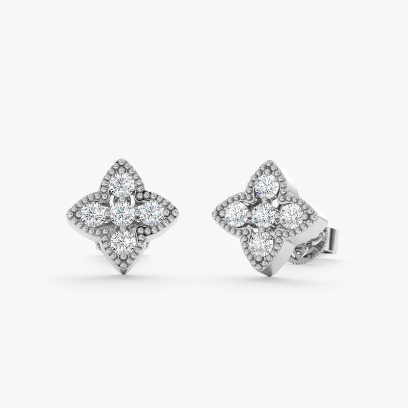 Diamond Clover Stud Earrings, Giuliana