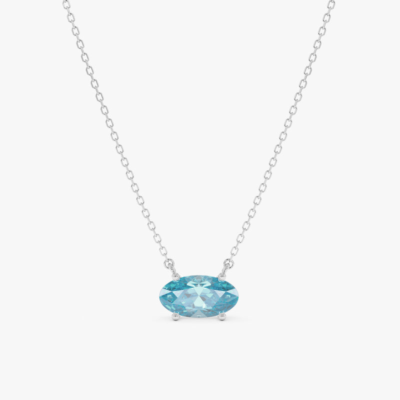 Oval Blue Topaz Necklace, Hiba