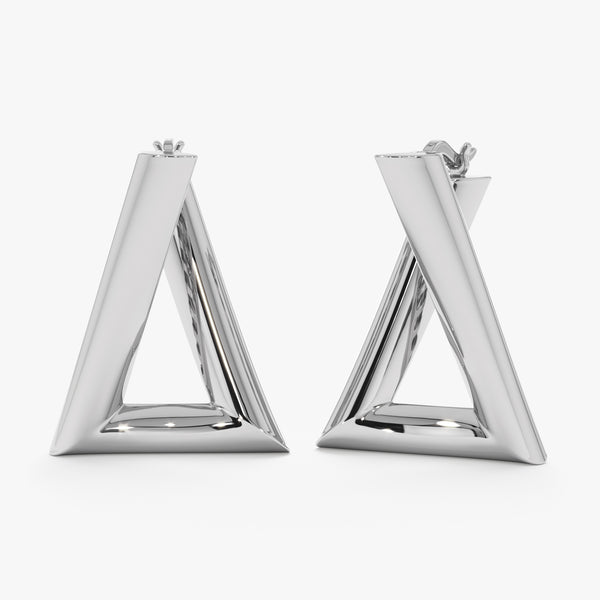 14k Solid Gold Open Triangle Earrings