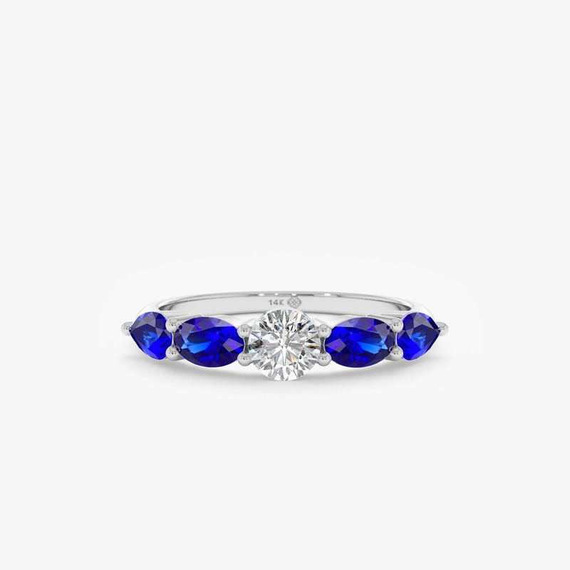 White Gold Diamond and Sapphire Ring