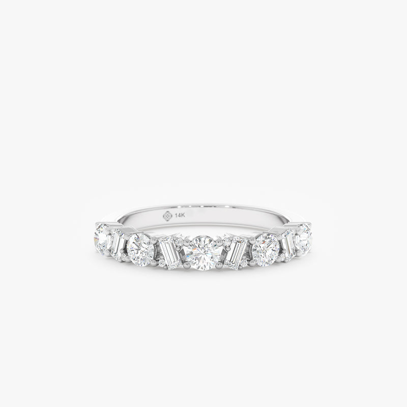 handmade white gold half eternity band