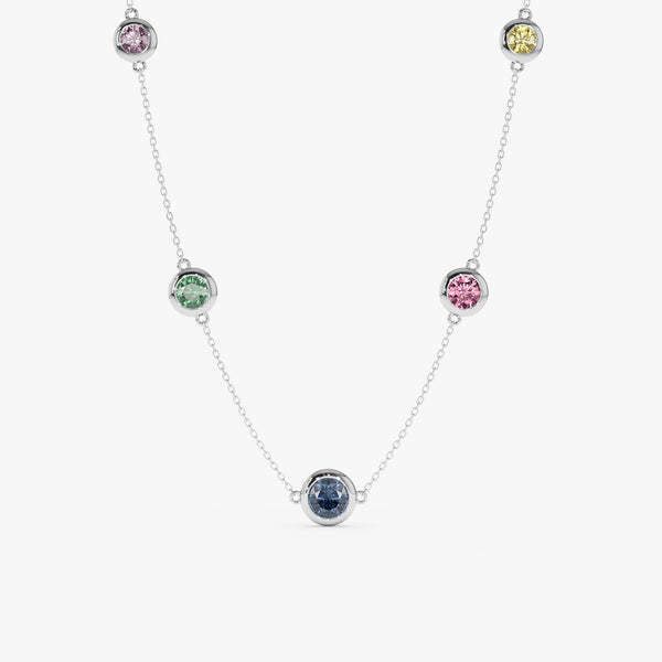 Multi-Color Sapphire Station Necklace, Layla