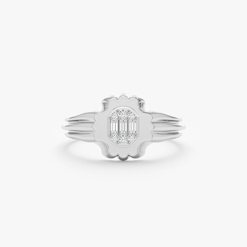 Clover Diamond Signet Ring, Madison