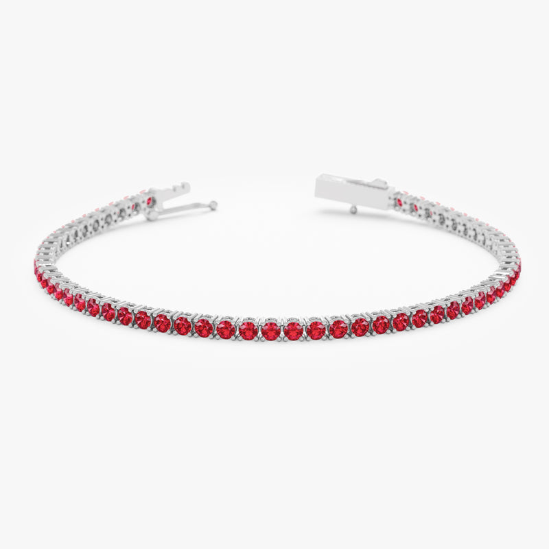 Lab-Grown Ruby Tennis Bracelet, Rose