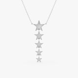 handcrafted solid white gold five star pendant with cable chain