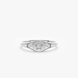 white gold natural diamond signet ring