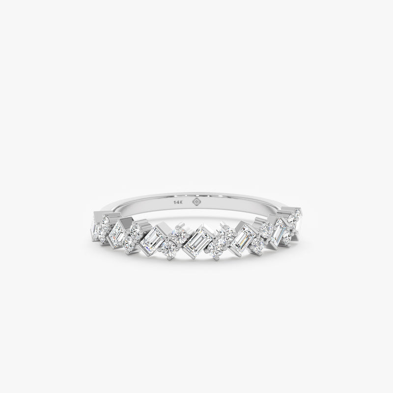 white gold and white diamond dainty band