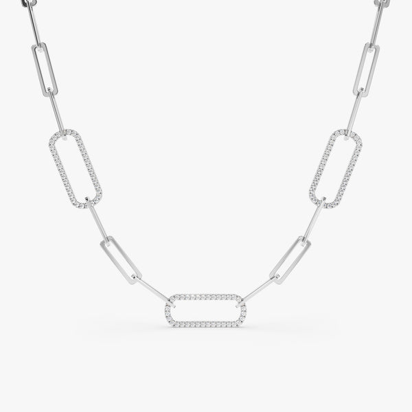 14k Solid White Gold Diamond Necklace