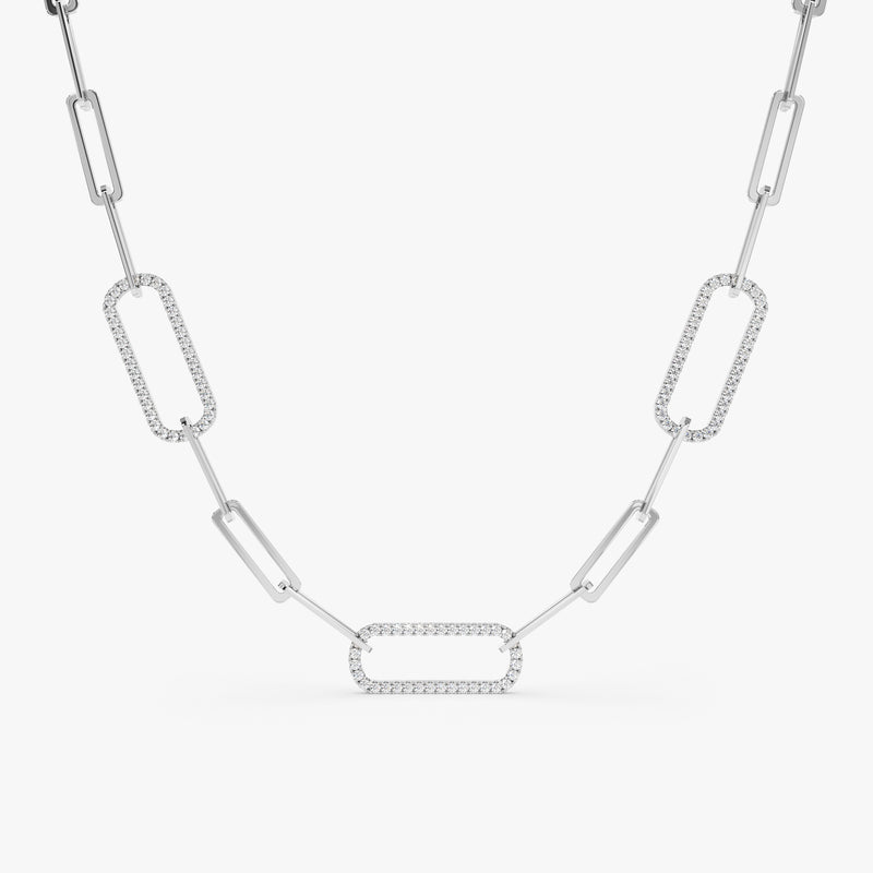 14k Solid White Gold Diamond Necklace