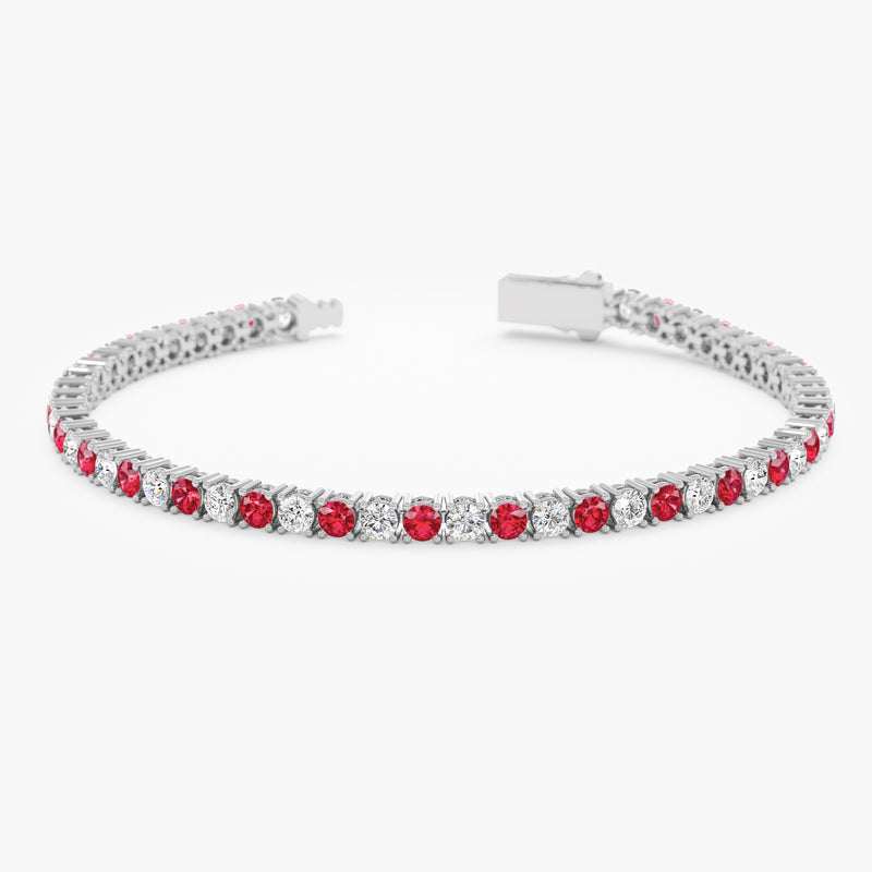 White Gold Ruby Tennis Bracelet