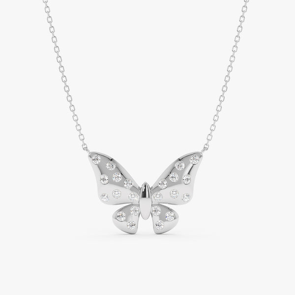 Solid White Gold Butterfly Pendant