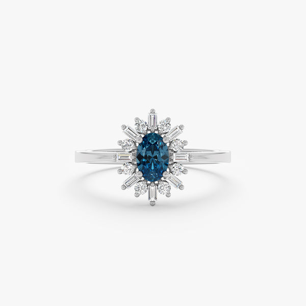 natural topaz and diamond proposal ring in white gold