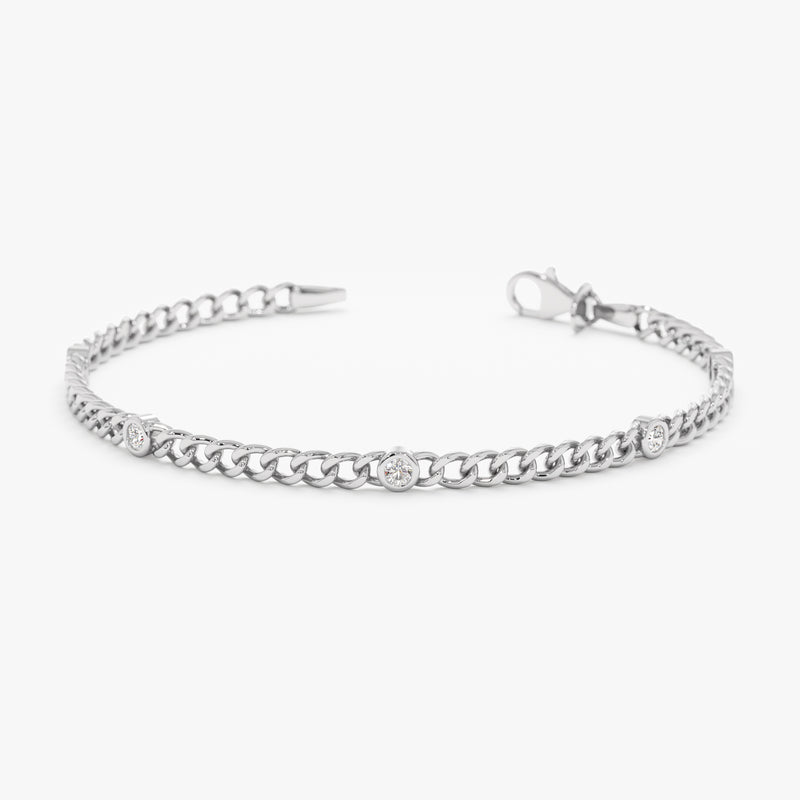 white gold miami cuban chain bracelet